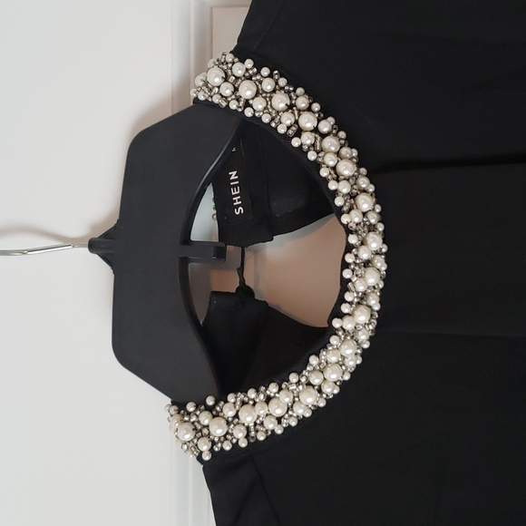 Embezzled collar with pearls black small blouse - Picture 3 of 9